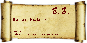 Berán Beatrix névjegykártya