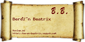 Berán Beatrix névjegykártya